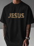 Summer Christian Style Jesus Cross Pattern Printed Short-sleeved 100% Cotton Men's T-shirt with Faith Theme Loose and Trendy Top