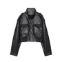 MUJER Faux Leather Cropped Jacket Women Bomber Demi-season Jackets for Women Long Sleeve Women's Coats Zip Overcoat Jacket Women