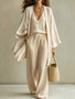 Loose Cotton Linen Mid-Length Nine-Quarter Sleeve Open Cardigan Sleeveless Vest Trousers Casual Three-Piece Set for Women