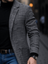 New Arrival Men's Outdoor Thickened Warm Trench Coat Houndstooth Autumn Winter Windproof with Inner Lining Overcoat Trench Coat