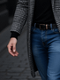 New Arrival Men's Outdoor Thickened Warm Trench Coat Houndstooth Autumn Winter Windproof with Inner Lining Overcoat Trench Coat