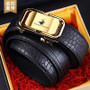 Men's Belt Genuine Leather Crocodile Pattern Inner Wear Automatic Buckle Fashionable All-match Belt Middle-aged and Young Casual Business Trendy Belt