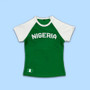 Summer New Y2K Leisure Color Blocked Embroidered Nigeria Letter Green T-Shirt Trend 2026 Women's Clothing Crop Top