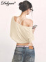 Dulzura 2025 Autumn Latest Fashion Sexy V-Neck Long Sleeve Slim Fit T-Shirt Women'S Solid Casual Top Party Club Street Clothes