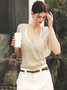 Dulzura 2025 Autumn Latest Fashion Sexy V-Neck Long Sleeve Slim Fit T-Shirt Women'S Solid Casual Top Party Club Street Clothes