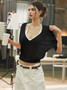 Dulzura 2025 Autumn Latest Fashion Sexy V-Neck Long Sleeve Slim Fit T-Shirt Women'S Solid Casual Top Party Club Street Clothes