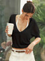 Dulzura 2025 Autumn Latest Fashion Sexy V-Neck Long Sleeve Slim Fit T-Shirt Women'S Solid Casual Top Party Club Street Clothes