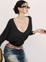 Dulzura 2025 Autumn Latest Fashion Sexy V-Neck Long Sleeve Slim Fit T-Shirt Women'S Solid Casual Top Party Club Street Clothes