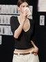 Dulzura 2025 Autumn Latest Fashion Sexy V-Neck Long Sleeve Slim Fit T-Shirt Women'S Solid Casual Top Party Club Street Clothes