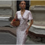 Elegant Satin Ribbon Backless Women's Long Dress Pleated V-neck Slit Beach Party Dresses 2026 Summer Lady Solid Evening Robes