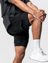 Sports shorts for men, double layered, quarter quick drying, elastic basketball, running training equipment, deep squat fitness,