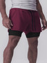 Sports shorts for men, double layered, quarter quick drying, elastic basketball, running training equipment, deep squat fitness,