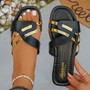 2026 Summer New Women Fashion Slippers Lightweight Comfortable Designer Flat Sandals with Metal Strap Slides