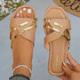 2026 Summer New Women Fashion Slippers Lightweight Comfortable Designer Flat Sandals with Metal Strap Slides