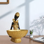 African Gold Vintage Statues for Home Decor, Vintage African Girl Home Ethnic Style Craft Resin Ornament for Living Room Decor