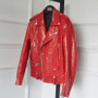 Mauroicardi Spring Red Crocodile Pattern Faux Leather Biker Jacket Long Sleeve Zipper Plus Size Designer Men Clothing 4xl 5xl