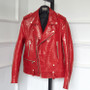 Mauroicardi Spring Red Crocodile Pattern Faux Leather Biker Jacket Long Sleeve Zipper Plus Size Designer Men Clothing 4xl 5xl
