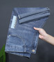 Summer Thin Men's Embroidered Denim Shorts Fashion Stretch Slim Breathable Straight Jeans Personality Bermuda Short Pants Male
