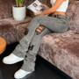 2026 Autumn Women's Y2K Jeans American Ripped Denim Pants Slim Fit High Waist Versatile Casual Trendy Trousers