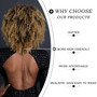 Short Curly Afro Wigs for Black Women, Soft & Natural Kinky Curly Wig, Glueless Synthetic Wig with Bangs, Ombre Brown Wig 16"