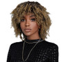 Short Curly Afro Wigs for Black Women, Soft & Natural Kinky Curly Wig, Glueless Synthetic Wig with Bangs, Ombre Brown Wig 16"