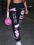 WESAYNB Clothes Streetwear Pants For Women 2022 Spring High Waist Baggy Pockets Pants Print Sweatpants Black Casual Trousers