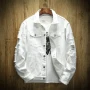 S-3XL Fashion Denim Jacket Men Ripped Holes Mens Pink black Jean Jackets Garment Washed Mens Denim Coat