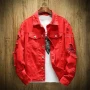 S-3XL Fashion Denim Jacket Men Ripped Holes Mens Pink black Jean Jackets Garment Washed Mens Denim Coat