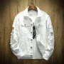 S-3XL Fashion Denim Jacket Men Ripped Holes Mens Pink black Jean Jackets Garment Washed Mens Denim Coat