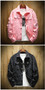 S-3XL Fashion Denim Jacket Men Ripped Holes Mens Pink black Jean Jackets Garment Washed Mens Denim Coat