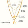 Stainless Steel Golden 3 Layer Shine Crescent Moon Pendant Necklace Women Trend Chain Neck Jewelry Gift