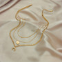 Stainless Steel Golden 3 Layer Shine Crescent Moon Pendant Necklace Women Trend Chain Neck Jewelry Gift