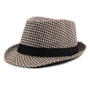 Spring Summer New Vintage Checked Top Hat Men's Middle-aged and Elderly Woolen Gentleman's Hat Jazz Hat