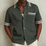 Men's Summer New Collar Knitted Cardigan Casual Polo Shirt Men's Short Sleeve