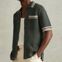 Men's Summer New Collar Knitted Cardigan Casual Polo Shirt Men's Short Sleeve