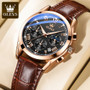 OLEVS 2871 2024 New Quartz Watch for Men Top Brand Leather Watches  Waterproof Fashion Wrist Watches for Men