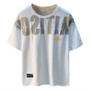 Fashionable printed short sleeved T-shirt men's loose oversized summer elastic breathable round neck casual high-end top