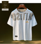 Fashionable printed short sleeved T-shirt men's loose oversized summer elastic breathable round neck casual high-end top