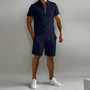 Summer Two Piece Set New Mens Fashion Trend Fitness Sports Loose Short Sleeve Shorts Suit Men's Casual Solid Color POLO Shirt