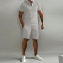 Summer Two Piece Set New Mens Fashion Trend Fitness Sports Loose Short Sleeve Shorts Suit Men's Casual Solid Color POLO Shirt