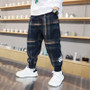 Boys Thick Plaid Pants Spring Autumn Girls Plus Velvet Warm Drawstring Kids Trend Trousers Fashion Teen Sport Casual Pants 4-12Y