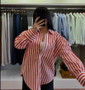 2026 Summer New Fashionable Casual Long Sleeve Striped Satin Women's Shirt, Suitable for Daily Wear, Spring and Autumn XXL Size