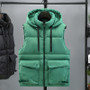 Men's Hooded Vest Winter Zipper Warm Stand Collar Waistcoat Men Cotton Padded Sleeveless Jackets with Big Pockets 2025