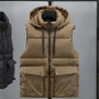 Men's Hooded Vest Winter Zipper Warm Stand Collar Waistcoat Men Cotton Padded Sleeveless Jackets with Big Pockets 2025