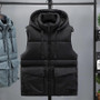 Men's Hooded Vest Winter Zipper Warm Stand Collar Waistcoat Men Cotton Padded Sleeveless Jackets with Big Pockets 2025