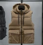 Men's Hooded Vest Winter Zipper Warm Stand Collar Waistcoat Men Cotton Padded Sleeveless Jackets with Big Pockets 2025