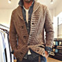 New Style Solid Color Sweater for Men in Autumn and Winter 2024, Retro Lapel, Knitted Long-sleeved Cardigan Sweater Coat S-3XL