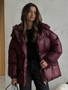 Casual Hooded Women's Padded Jacket Drawstring Waist-Closed Solid Thick Jackets Lady 2025 Winter Chic Female Street Outerwear