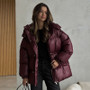 Casual Hooded Women's Padded Jacket Drawstring Waist-Closed Solid Thick Jackets Lady 2025 Winter Chic Female Street Outerwear