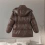 Casual Hooded Women's Padded Jacket Drawstring Waist-Closed Solid Thick Jackets Lady 2025 Winter Chic Female Street Outerwear